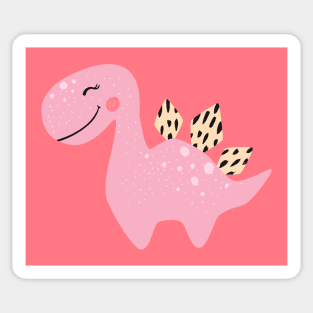 Pink Baby Grirl Dinosaur Sticker